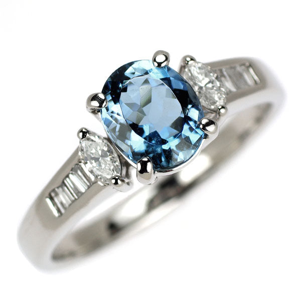 Pt900 アクアマリン ダイヤモンド リング 1.16ct 0.32ct