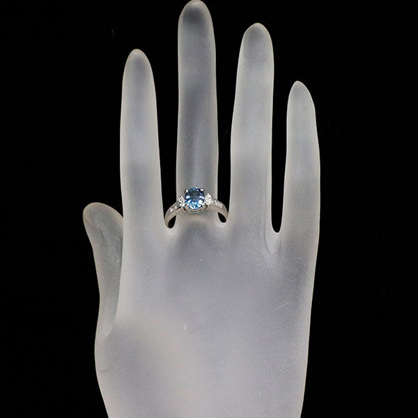 Pt900 アクアマリン ダイヤモンド リング 1.16ct 0.32ct