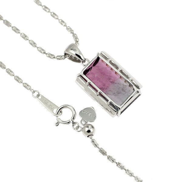 K18WG バイカラートルマリン ダイヤモンド ペンダントネックレス 9.063ct D0.23ct