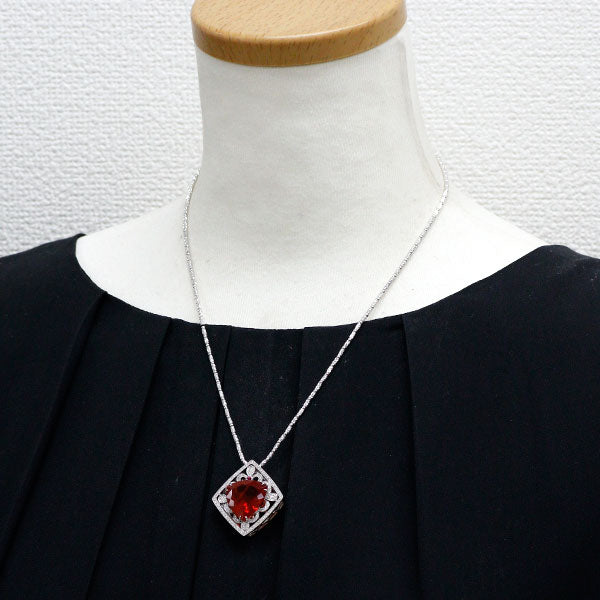 K18WG アンデシン ルビー ダイヤモンド ペンダントネックレス 11.06ct R0.04ct D0.59ct