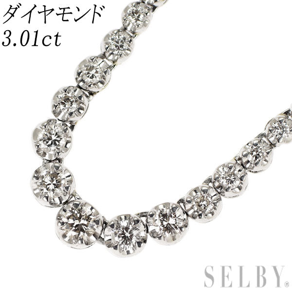 Pt900 ダイヤモンド テニス ネックレス 3.01ct
