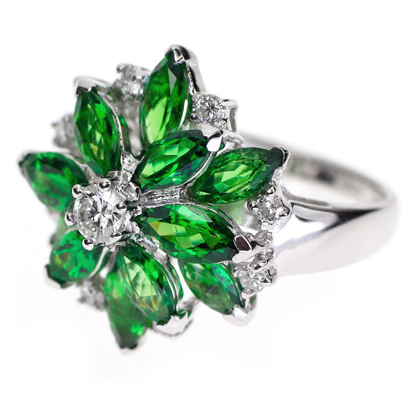 K18WG グロッシュラーライトガーネット ダイヤモンド リング 3.40ct D0.31ct