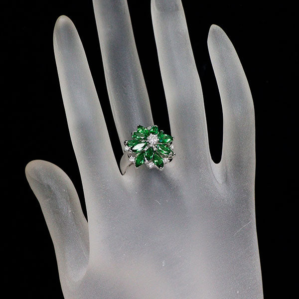 K18WG グロッシュラーライトガーネット ダイヤモンド リング 3.40ct D0.31ct