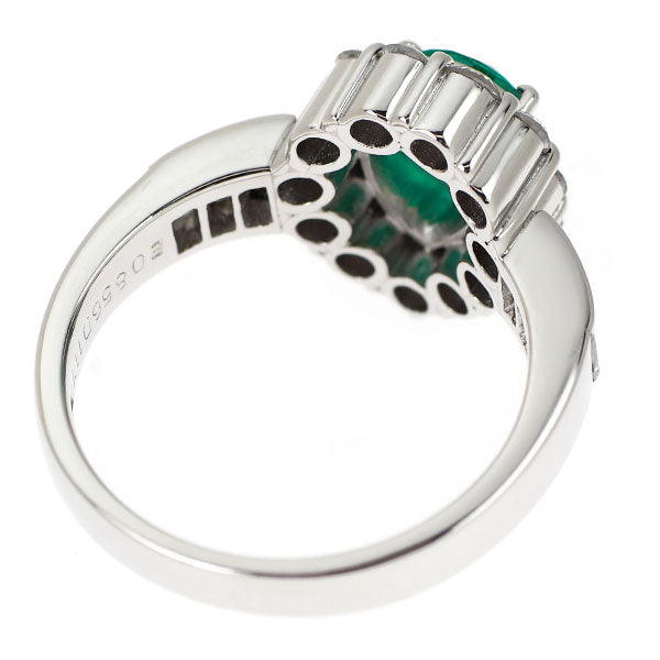 Pt900 ペアシェイプ エメラルド ダイヤモンド リング 0.856ct D1.17ct