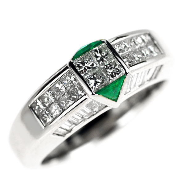 Pt900 ダイヤモンド エメラルド リング 1.45ct E0.20ct
