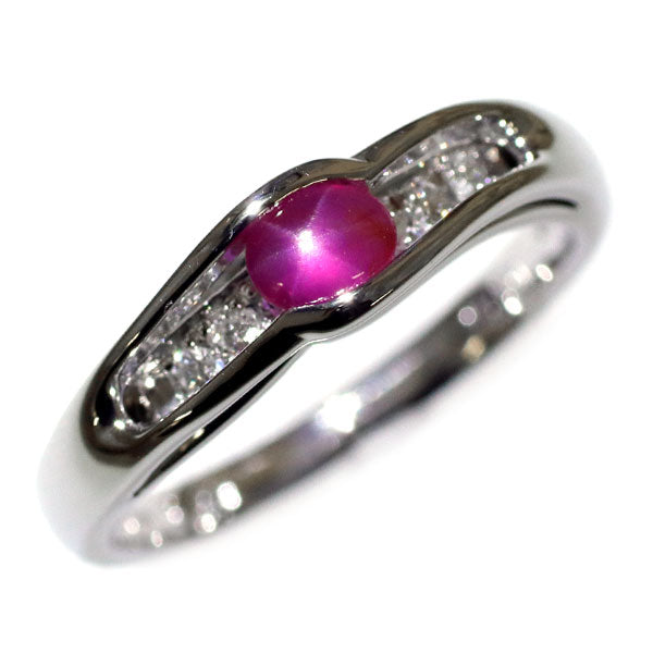 Pt900 スター ルビー ダイヤモンド リング 0.49ct D0.11ct