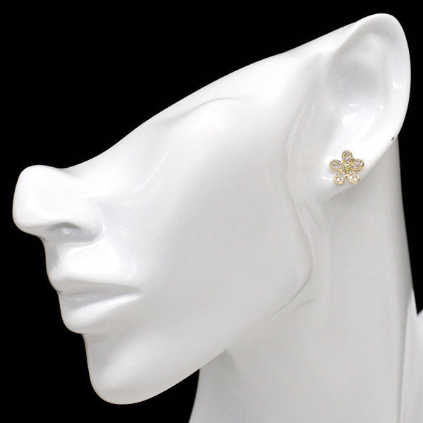 K18YG トリートイエロー/カラーレス ダイヤモンド ピアス 0.08ct D0.40ct フラワー