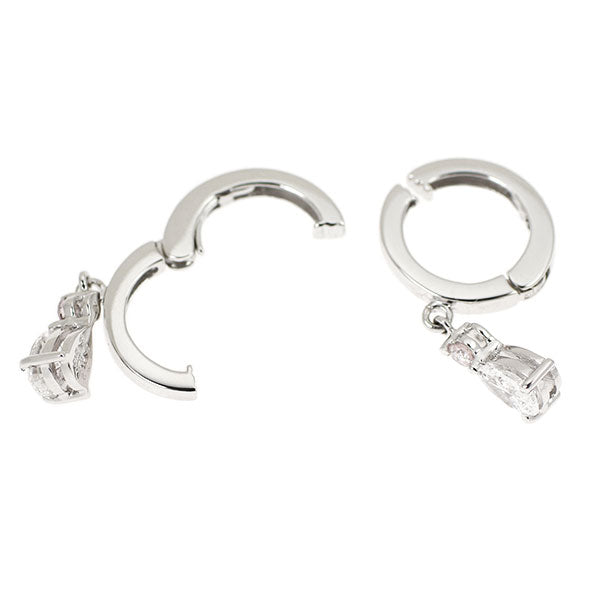 K14WG/ Pt900 ペアシェイプ ダイヤモンド 天然ピンクダイヤモンド フープ イヤリング 0.54ct PD0.06ct