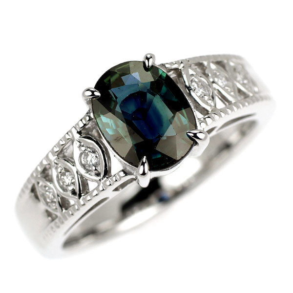 Pt900 サファイア ダイヤモンド リング 1.62ct D0.09ct