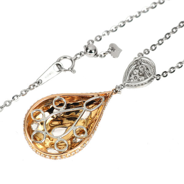 K18YG/WG ローズカット/ラウンドブリリアント ダイヤモンド ペンダントネックレス 3.35ct
