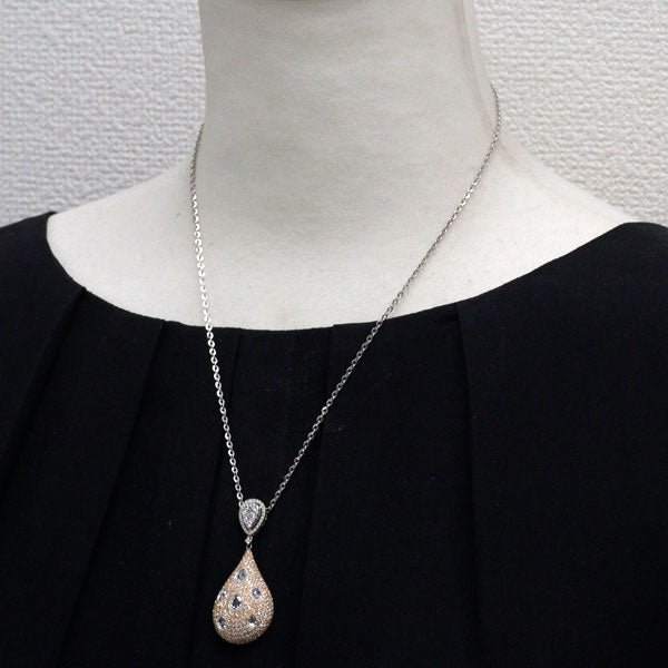 K18YG/WG ローズカット/ラウンドブリリアント ダイヤモンド ペンダントネックレス 3.35ct