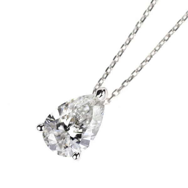 K18WG ペアシェイプ ダイヤモンド ペンダントネックレス 0.598ct E SI2