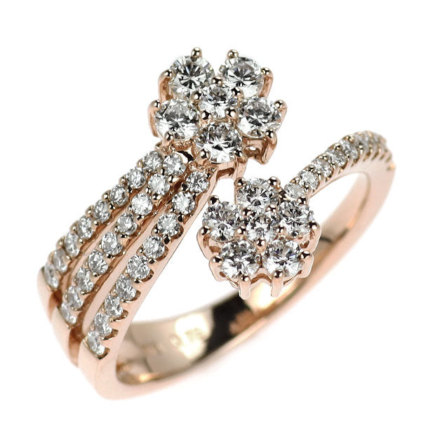 K18PG ダイヤモンド リング 0.76ct フラワー