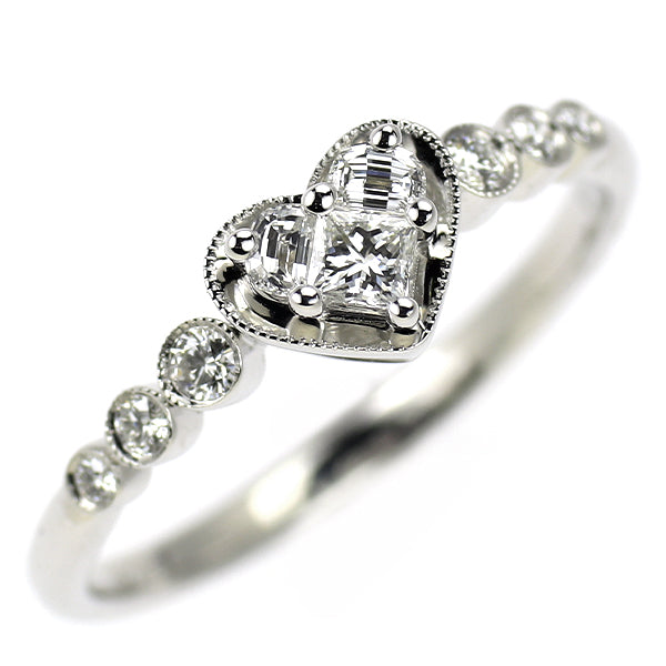 周生生 K18WG ダイヤモンド リング 0.15ct ハート