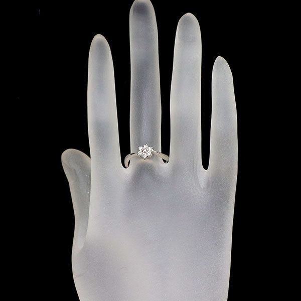 希少 Pt900 天然ピンク/カラーレス ダイヤモンド リング 0.043ct D0.197ct フラワー