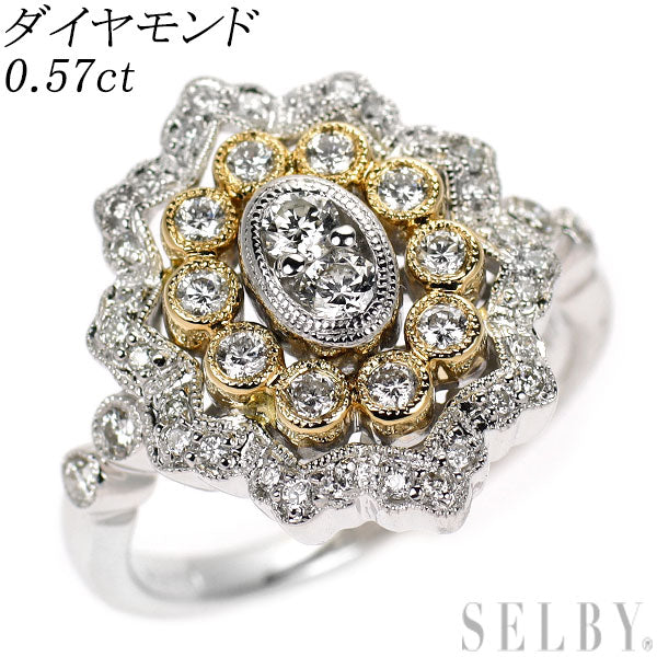 K18YG/WG ダイヤモンド リング 0.57ct