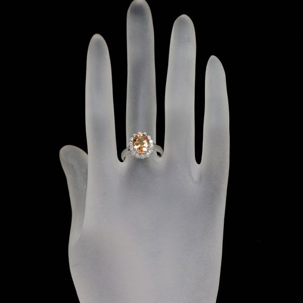 Pt900 インペリアル トパーズ ダイヤモンド リング 2.53ct 0.59ct