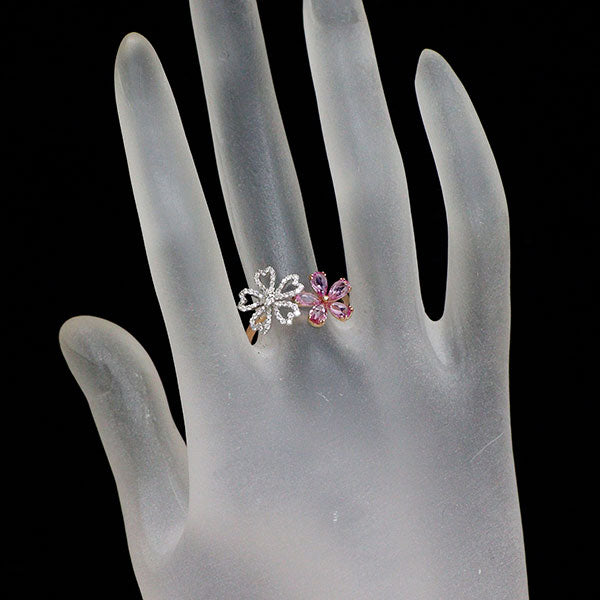 K18WG/PG ピンクサファイア ダイヤモンド リング 0.90ct D0.33ct
