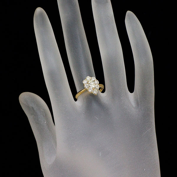 K18YG ペアシェイプカット ダイヤモンド リング 0.482ct D0.83ct