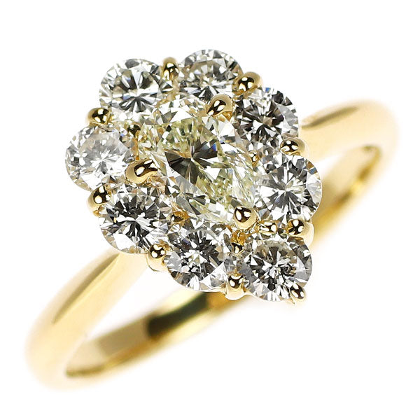 K18YG ペアシェイプカット ダイヤモンド リング 0.482ct D0.83ct