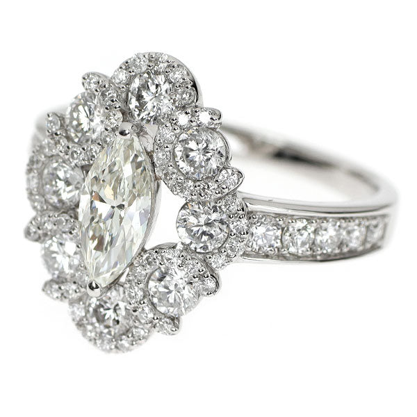 Pt900 マーキスカット ダイヤモンド リング 0.678ct D1.38ct
