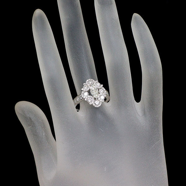 Pt900 マーキスカット ダイヤモンド リング 0.678ct D1.38ct