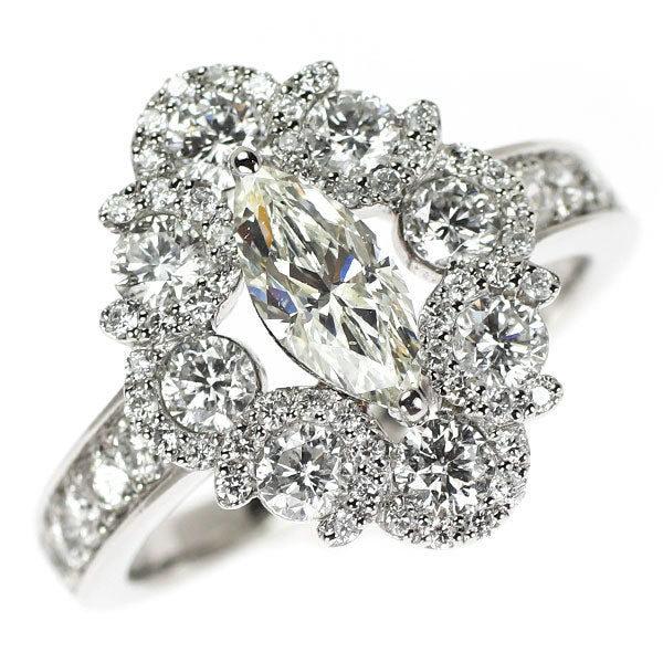 Pt900 マーキスカット ダイヤモンド リング 0.678ct D1.38ct