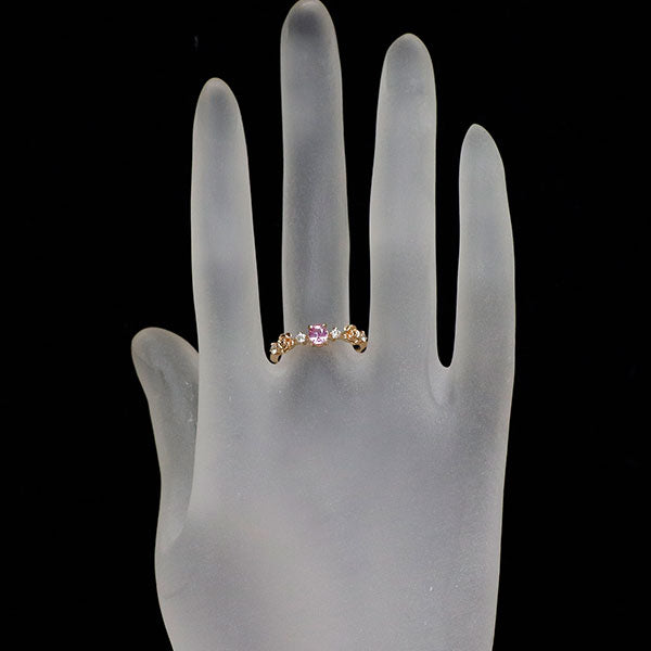 K18PG ピンクサファイア ダイヤモンド リング 0.31ct D0.11ct 薔薇