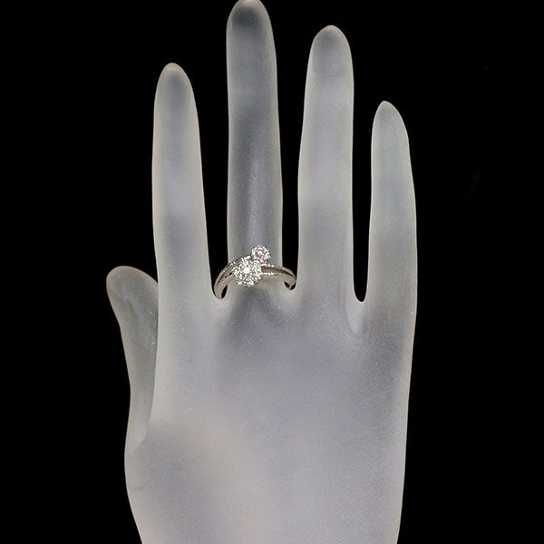 Pt900 天然ピンク/カラーレス ダイヤモンド リング 0.60ct フラワー