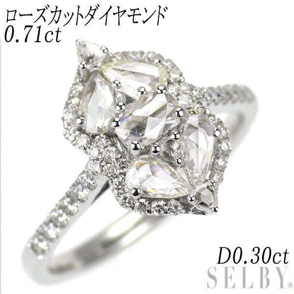 K18WG ローズカット ダイヤモンド リング 0.71ct D0.30ct