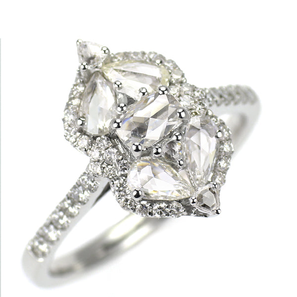 K18WG ローズカット ダイヤモンド リング 0.71ct D0.30ct