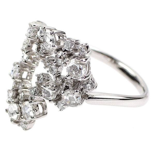 K18WG ローズカット/ラウンドブリリアントカット ダイヤモンド リング 1.00ct ハート