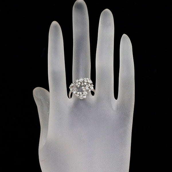 K18WG ローズカット/ラウンドブリリアントカット ダイヤモンド リング 1.00ct ハート