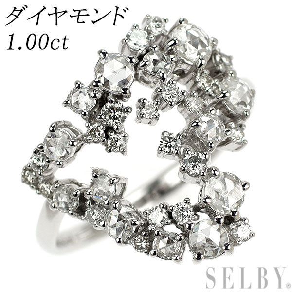 K18WG ローズカット/ラウンドブリリアントカット ダイヤモンド リング 1.00ct ハート