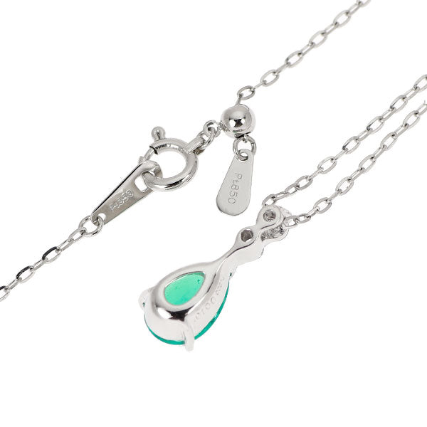 Pt900/ Pt850 コロンビア産 エメラルド ダイヤモンド ペンダントネックレス 0.928ct D0.10ct