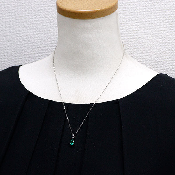Pt900/ Pt850 コロンビア産 エメラルド ダイヤモンド ペンダントネックレス 0.928ct D0.10ct