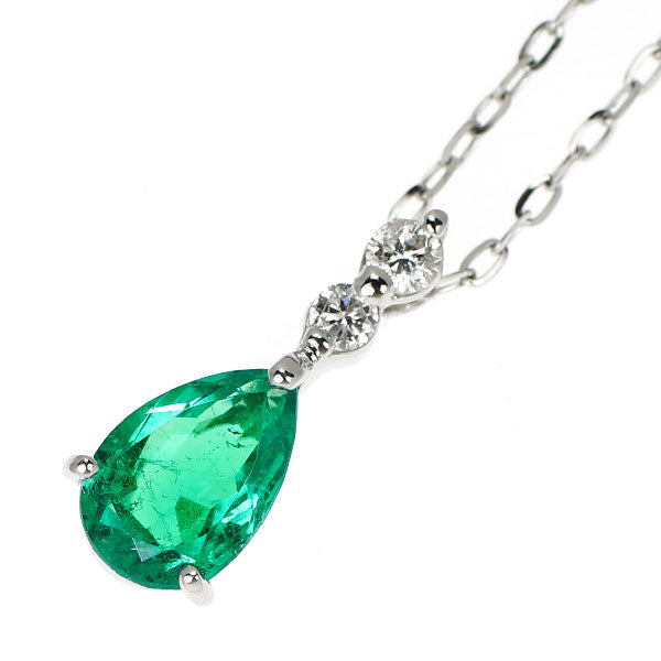 Pt900/ Pt850 コロンビア産 エメラルド ダイヤモンド ペンダントネックレス 0.928ct D0.10ct