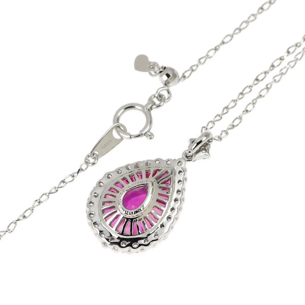 K18WG ルビー ダイヤモンド ペンダントネックレス 2.25ct R0.57ct D0.35ct