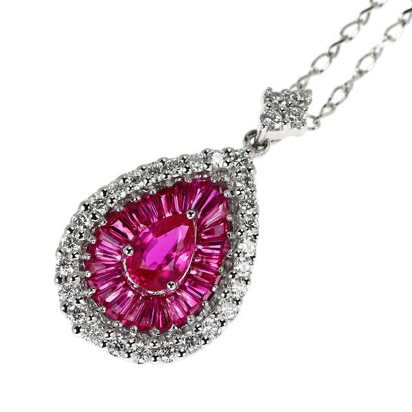 K18WG ルビー ダイヤモンド ペンダントネックレス 2.25ct R0.57ct D0.35ct