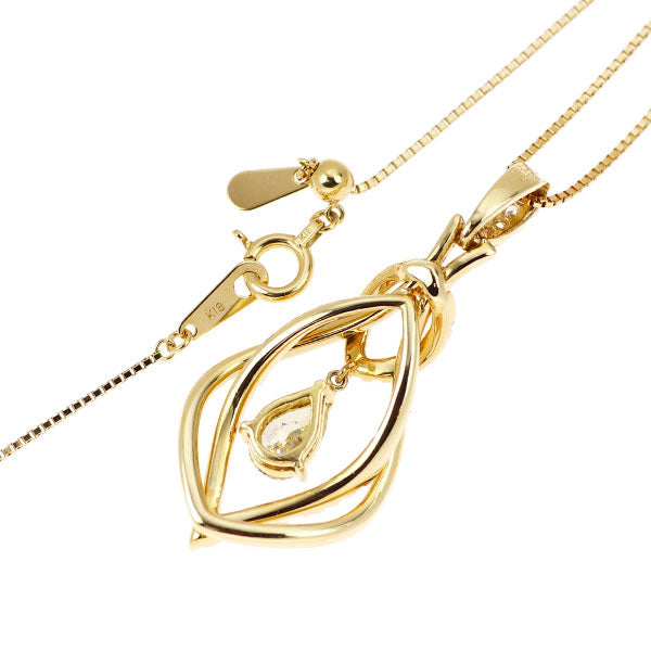 K18YG ペアシェイプ ダイヤモンド ペンダントネックレス 0.498ct D0.32ct