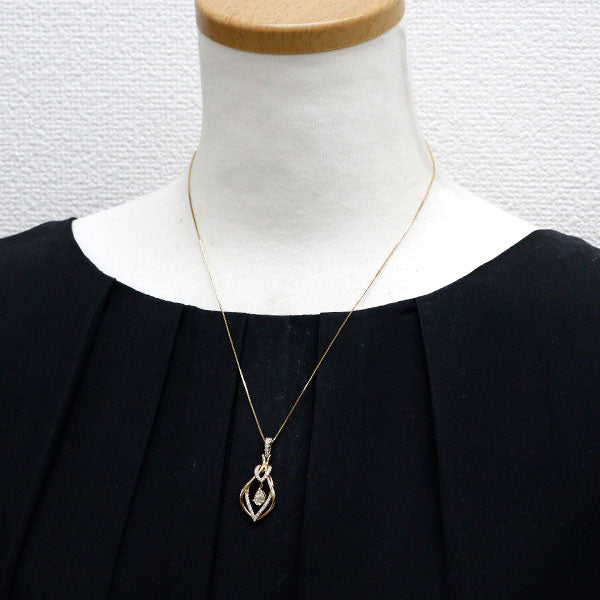 K18YG ペアシェイプ ダイヤモンド ペンダントネックレス 0.498ct D0.32ct