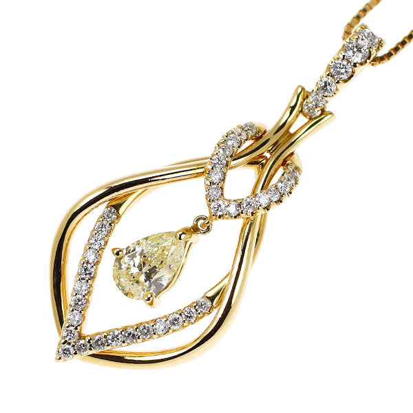 K18YG ペアシェイプ ダイヤモンド ペンダントネックレス 0.498ct D0.32ct
