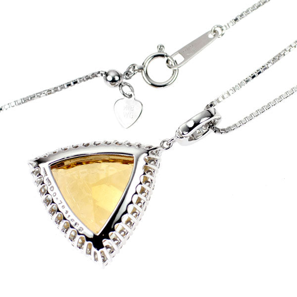 K18WG イエローベリル ダイヤモンド ペンダントネックレス 11.63ct D0.78ct