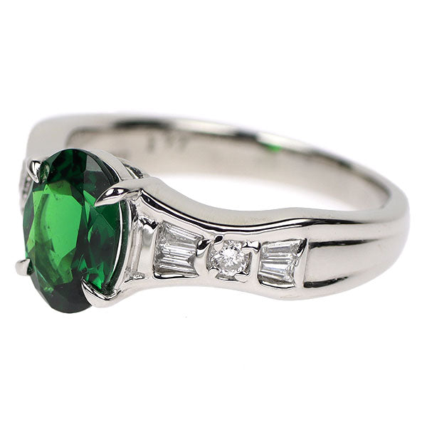 Pt900 グリーングロッシュラライトガーネット ダイヤモンド リング 1.71ct D0.27ct