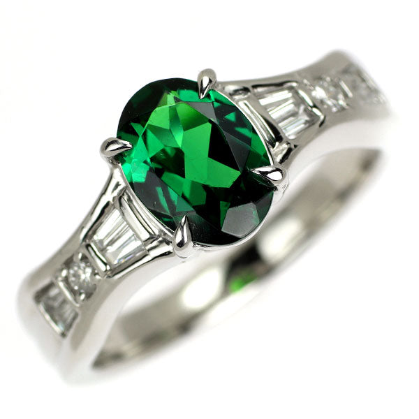 Pt900 グリーングロッシュラライトガーネット ダイヤモンド リング 1.71ct D0.27ct