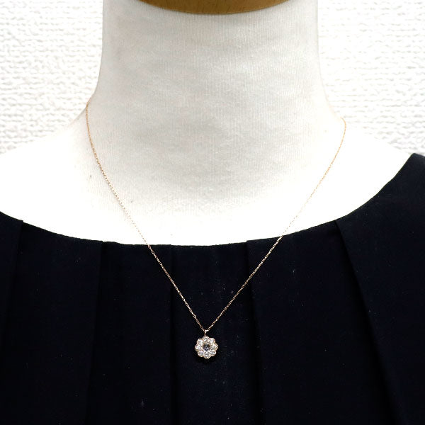 K18PG ローズカット ダイヤモンド ペンダントネックレス 0.17ct D0.30ct  フラワー