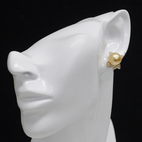 ミキモト K18YG ゴールデンパール ダイヤモンド イヤリング 11.0mm D0.64ct 《セルビー銀座店》【中古】