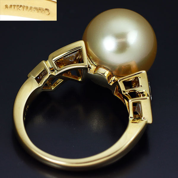 ミキモト K18YG ゴールデンパール ダイヤモンド リング 径約13.1mm D1.21ct 《セルビー銀座店》【中古】