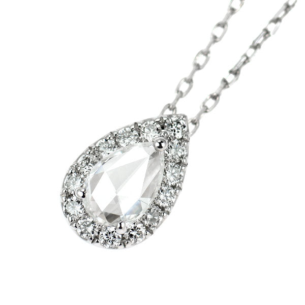 Pt950/ Pt850 ローズカットペアシェイプ ダイヤモンド ペンダントネックレス 0.15ct D0.08ct