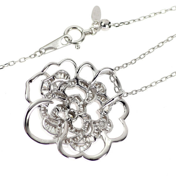 K18WG ダイヤモンド ペンダントネックレス 0.55ct フラワー